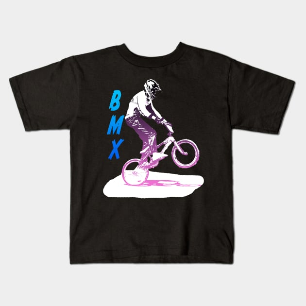 bmx Kids T-Shirt by rickylabellevie